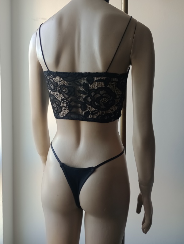 Top de encaje y less de algodón - Negro - Image 3