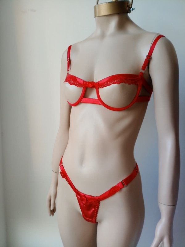 Conjunto erótico con arco - Rojo - Image 3