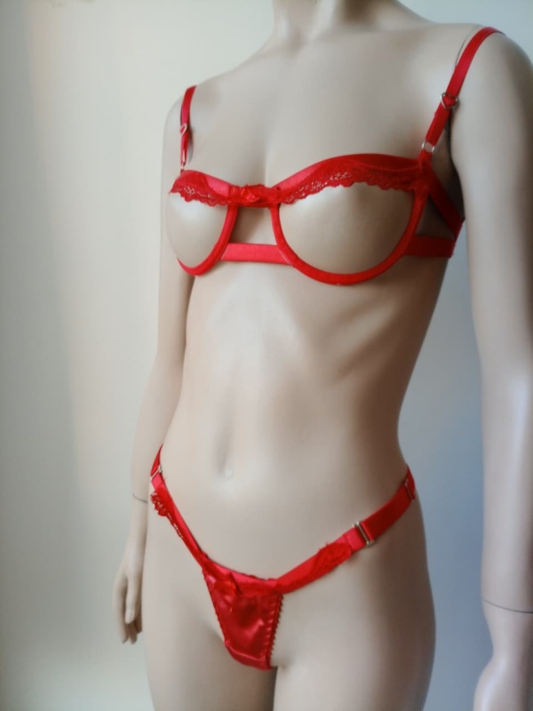 Conjunto erótico con arco - Rojo - Image 4